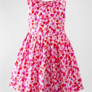 Rachel Riley Pink and Red Heart Print Dress size 4Y EUC